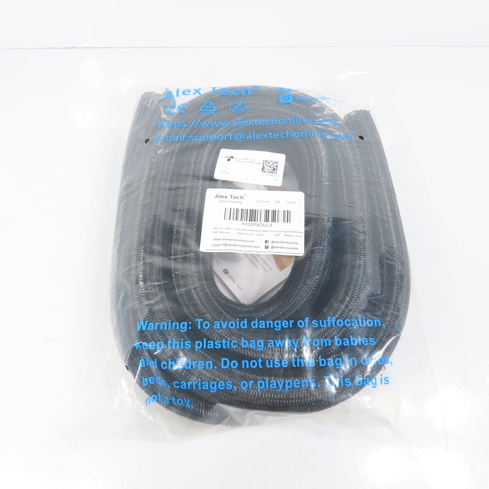 Alex Tech X002PVDUL9 1.25 inch x 10' Long Split Sleeving Protector Wire Loom