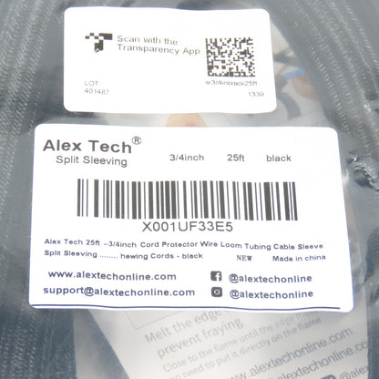Alex Tech X001UF33E5 3/4 inch x 25' Long Wire Loom Protective Split Sleeving