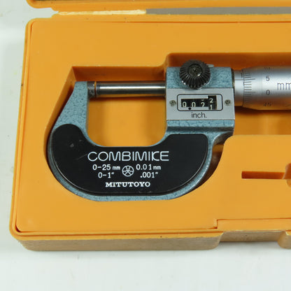 Mitutoyo M830-25-1 159-101 Combimice Outside Micrometer 0-1" Capacity .001"