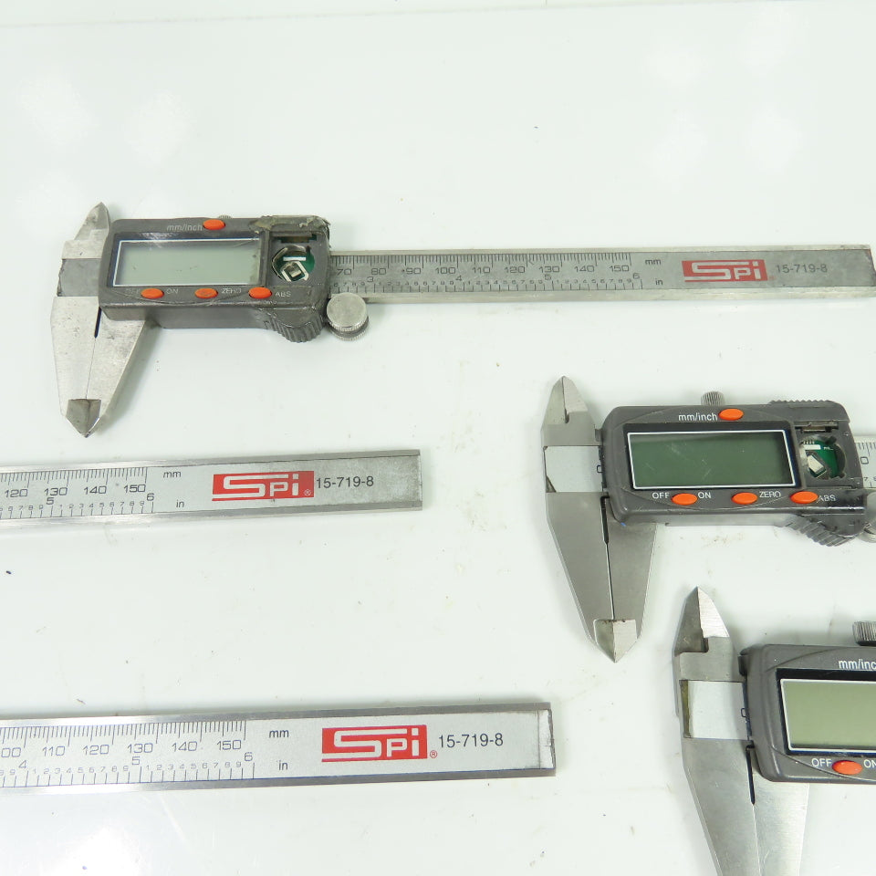 SPI 15-719-8 Electronic Dial Caliper 0-6" 0-150mm Lot Of 7 (For Parts Or Repair)