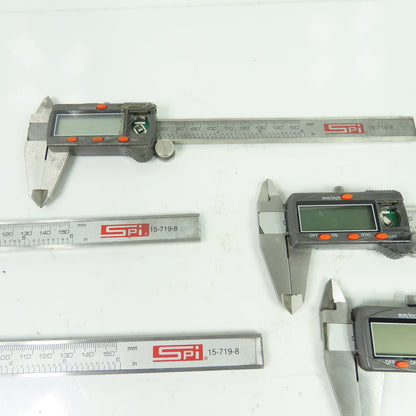 SPI 15-719-8 Electronic Dial Caliper 0-6" 0-150mm Lot Of 7 (For Parts Or Repair)