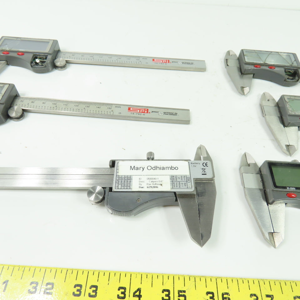 SPI 15-719-8 Electronic Dial Caliper 0-6" 0-150mm Lot Of 6 (For Parts Or Repair)