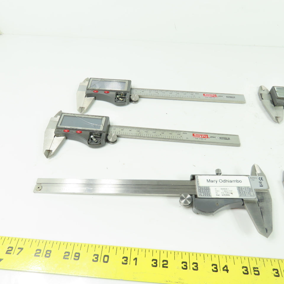 SPI 15-719-8 Electronic Dial Caliper 0-6" 0-150mm Lot Of 6 (For Parts Or Repair)