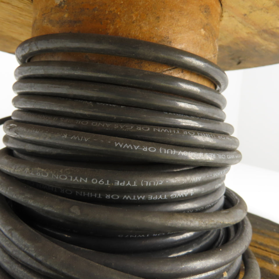 4AWG MTW/THHN/THWN Black Stranded Copper Wire 600V 25'
