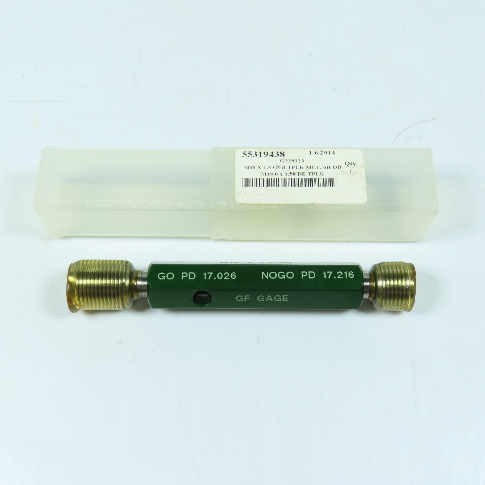 GF Gage 55319438 Double Ended Thread Plug Gage GO NOGO M18 x 1.5-6H TPLK