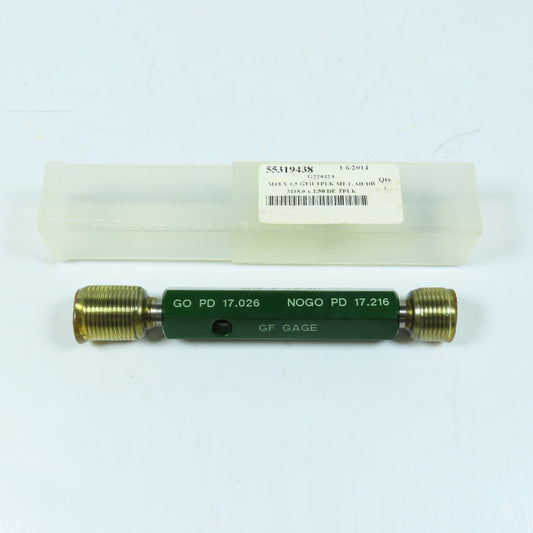 GF Gage 55319438 Double Ended Thread Plug Gage GO NOGO M18 x 1.5-6H TPLK