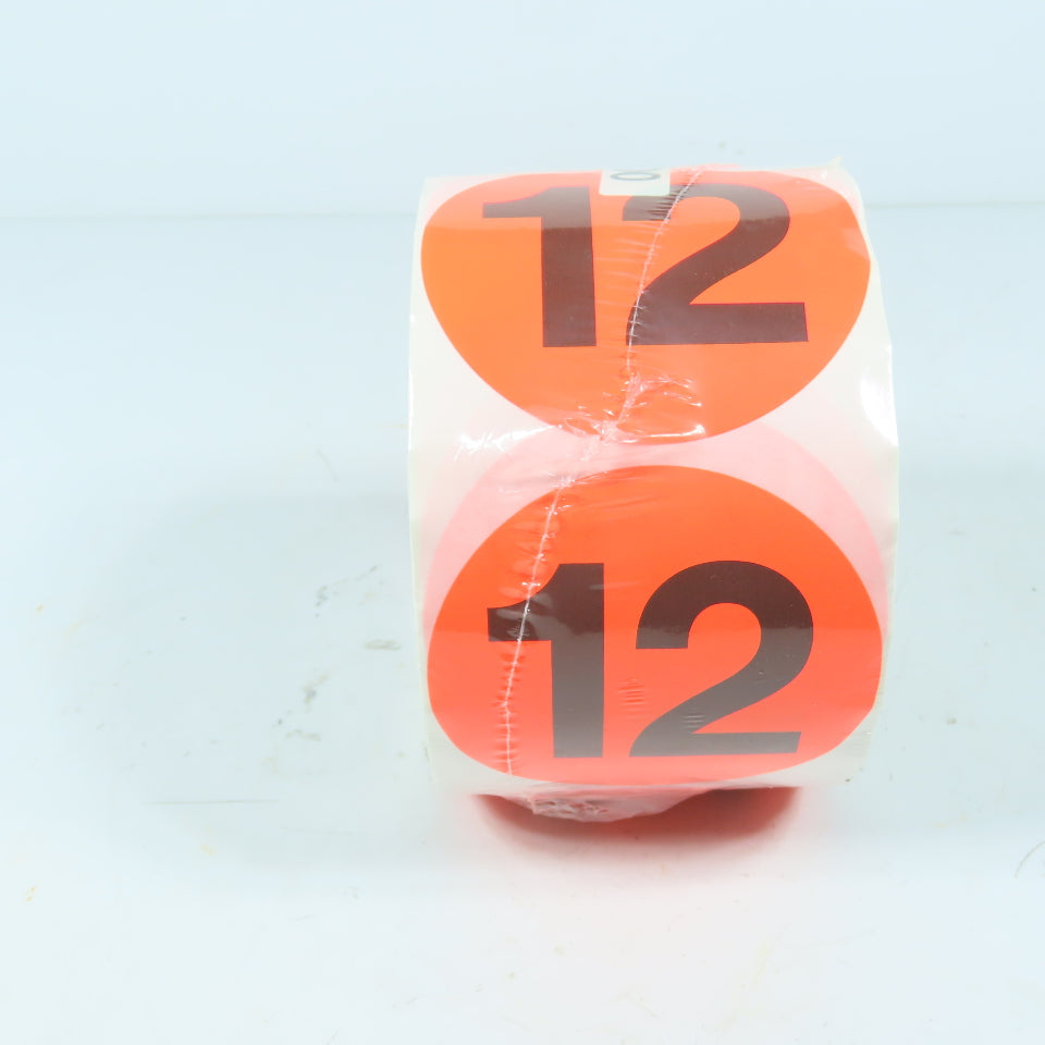 Uline S-8227 3" Circle Labels "12" 500 per Roll