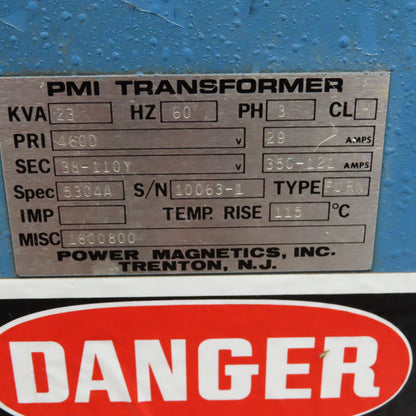 Power Magnetics Inc. Spec 5304A 460D Pri 23kVa 38-110Y Sec Transformer 350-121A