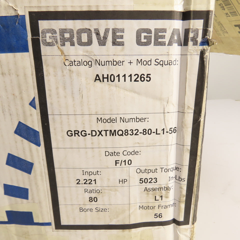 Grove Gear GRG-DXTMQ832-80-L1-56 Ironman Speed Reducer 80:1 Ratio 5023 in-lbs