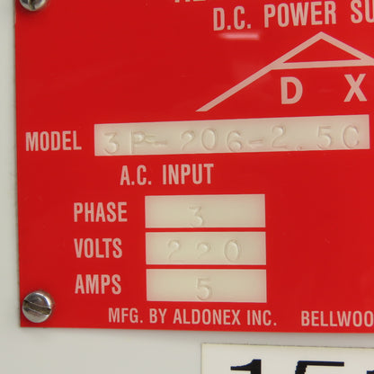 Aldonex Ultimat-IC 3P-206-2.5C DC Power Supply Rectifier 250A 0-6V 3Ph 220V In