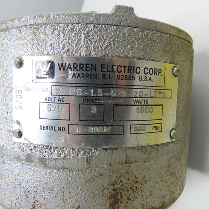 Warren Electric 2-PS-1.5-575-20-LT*3 Screw Plug Immersion Heater 575VAC 1500W