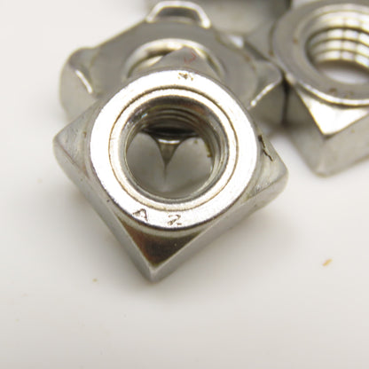 DIN 928 8mm x 1.25 Metric A2 Stainless Steel Square Weld Nuts Lot Of 10