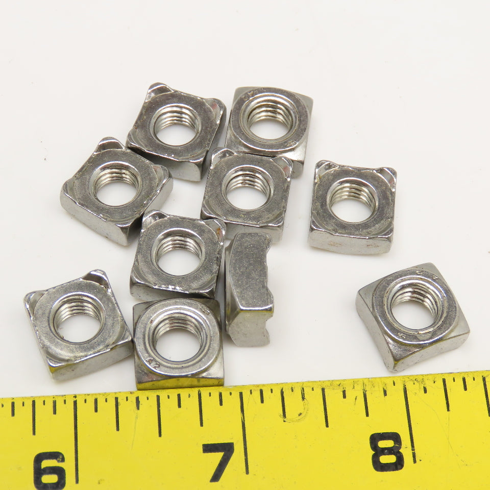 DIN 928 8mm x 1.25 Metric A2 Stainless Steel Square Weld Nuts Lot Of 10