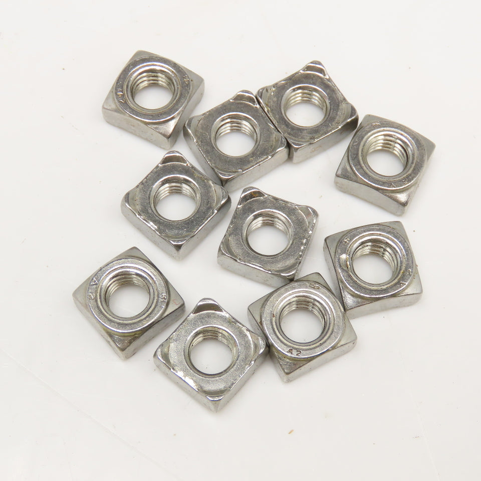 DIN 928 8mm x 1.25 Metric A2 Stainless Steel Square Weld Nuts Lot Of 10