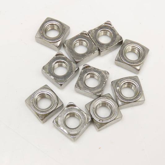 DIN 928 8mm x 1.25 Metric A2 Stainless Steel Square Weld Nuts Lot Of 10