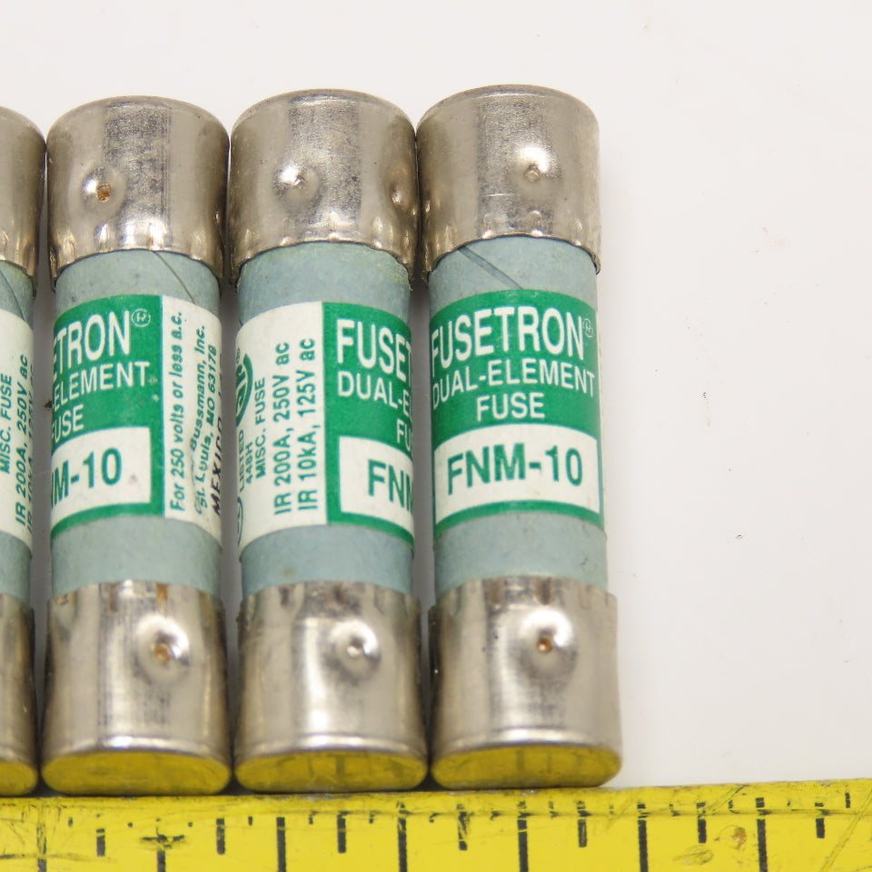 Fusetron FNM-10 Fusetron 10A Dual Element Fuse 250VAC Max Lot Of 10