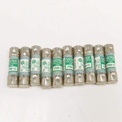 Fusetron FNM-10 Fusetron 10A Dual Element Fuse 250VAC Max Lot Of 10