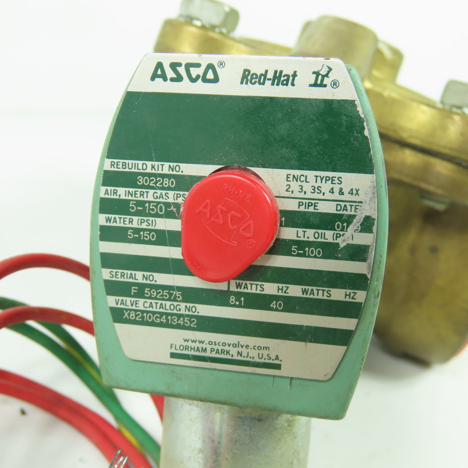 Asco X8210G413452 Solenoid Valve 1" NPT 150PSI 120V