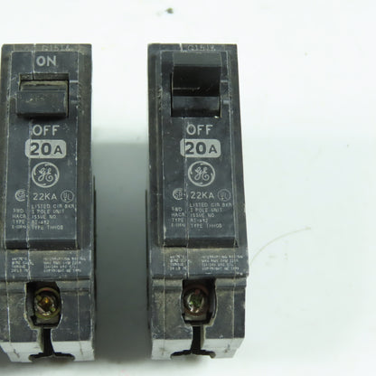 GE THHQB 20A Single Pole Circuit Breaker 120/240 VAC Lot Of 6