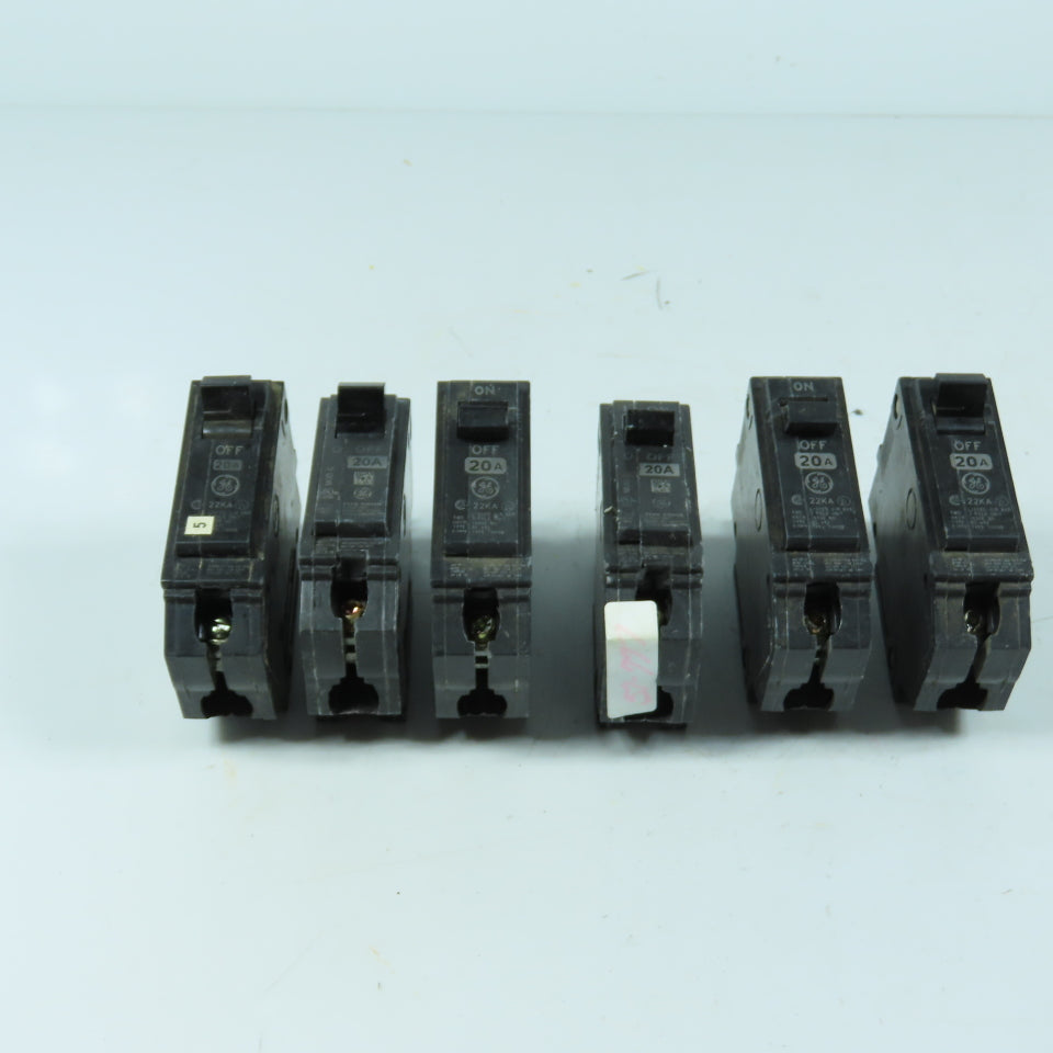 GE THHQB 20A Single Pole Circuit Breaker 120/240 VAC Lot Of 6