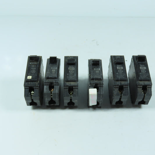 GE THHQB 20A Single Pole Circuit Breaker 120/240 VAC Lot Of 6