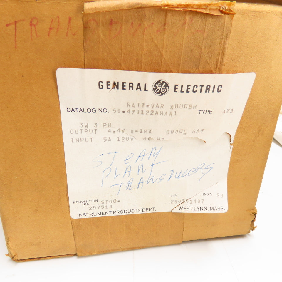 General Electric 50-4701-22AWAA1 AC Watts To DC Transducer 120V 5A 500W 4400OHMS