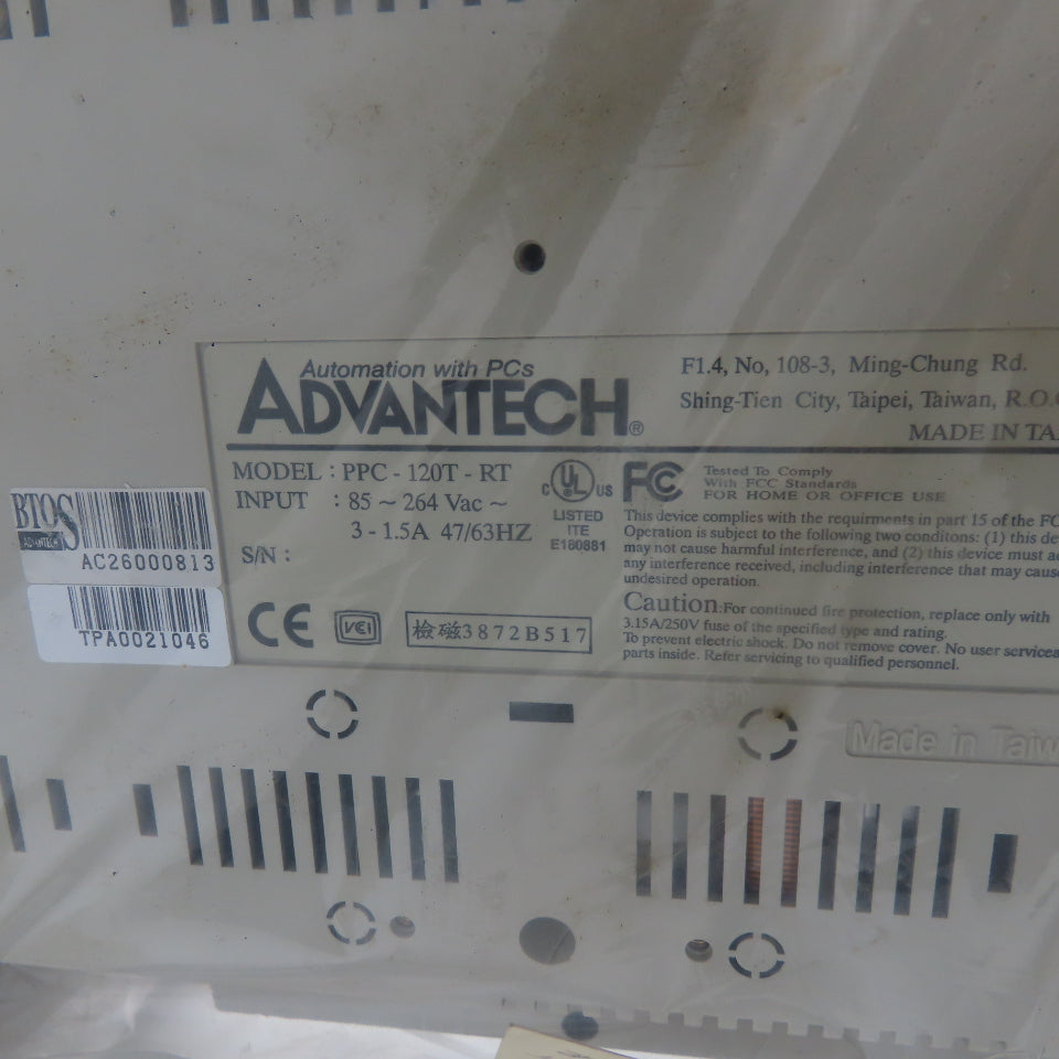 Advantech PPC-120T-RT 12.1" Operator Interface PC Panel Touch Screen 85-264VAC