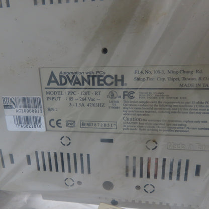 Advantech PPC-120T-RT 12.1" Operator Interface PC Panel Touch Screen 85-264VAC
