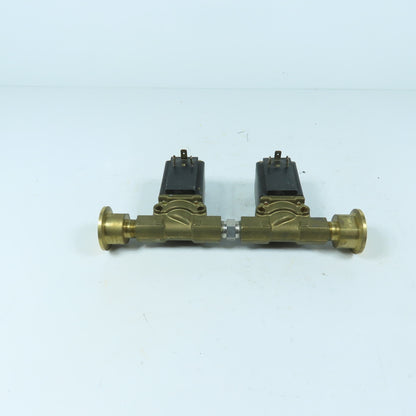 Burkert 00450066 0256 A 3/8 FPM BR Dual Solenoid Valve Manifold 120V