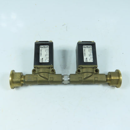 Burkert 00450066 0256 A 3/8 FPM BR Dual Solenoid Valve Manifold 120V