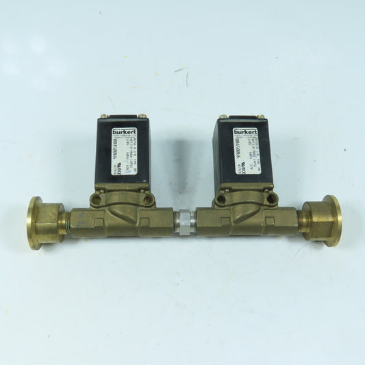 Burkert 00450066 0256 A 3/8 FPM BR Dual Solenoid Valve Manifold 120V
