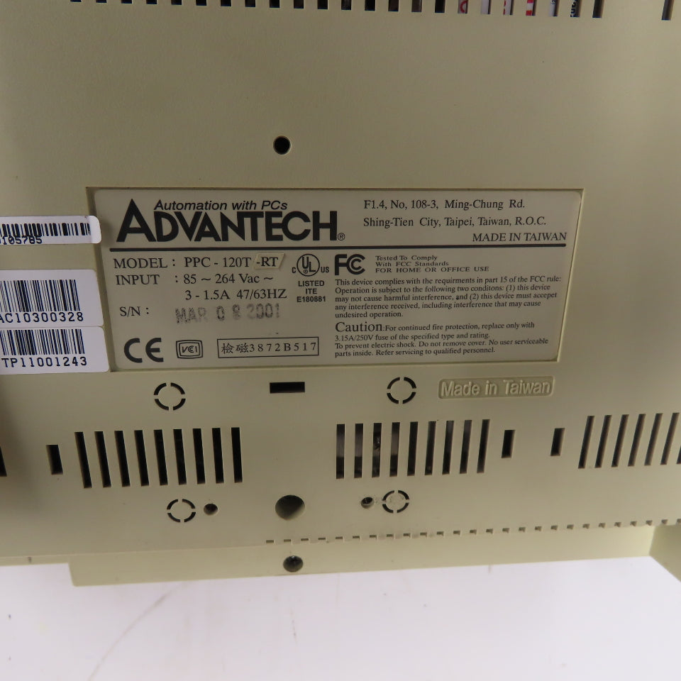 Advantech PPC-120T-RT 12.1" Operator Interface PC Panel Touch Screen 85-264VAC