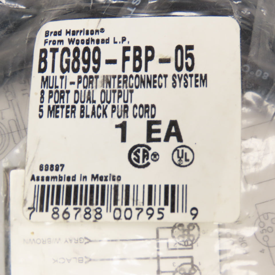 Brad Harrison BTG899-FBP-05 8 Port Micro MPIS Interconnect Device 5m Cable