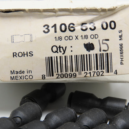 Legris 1/8" x 1/8" Push To Connect Nylon Tube Coupling Splice Lot Of 15