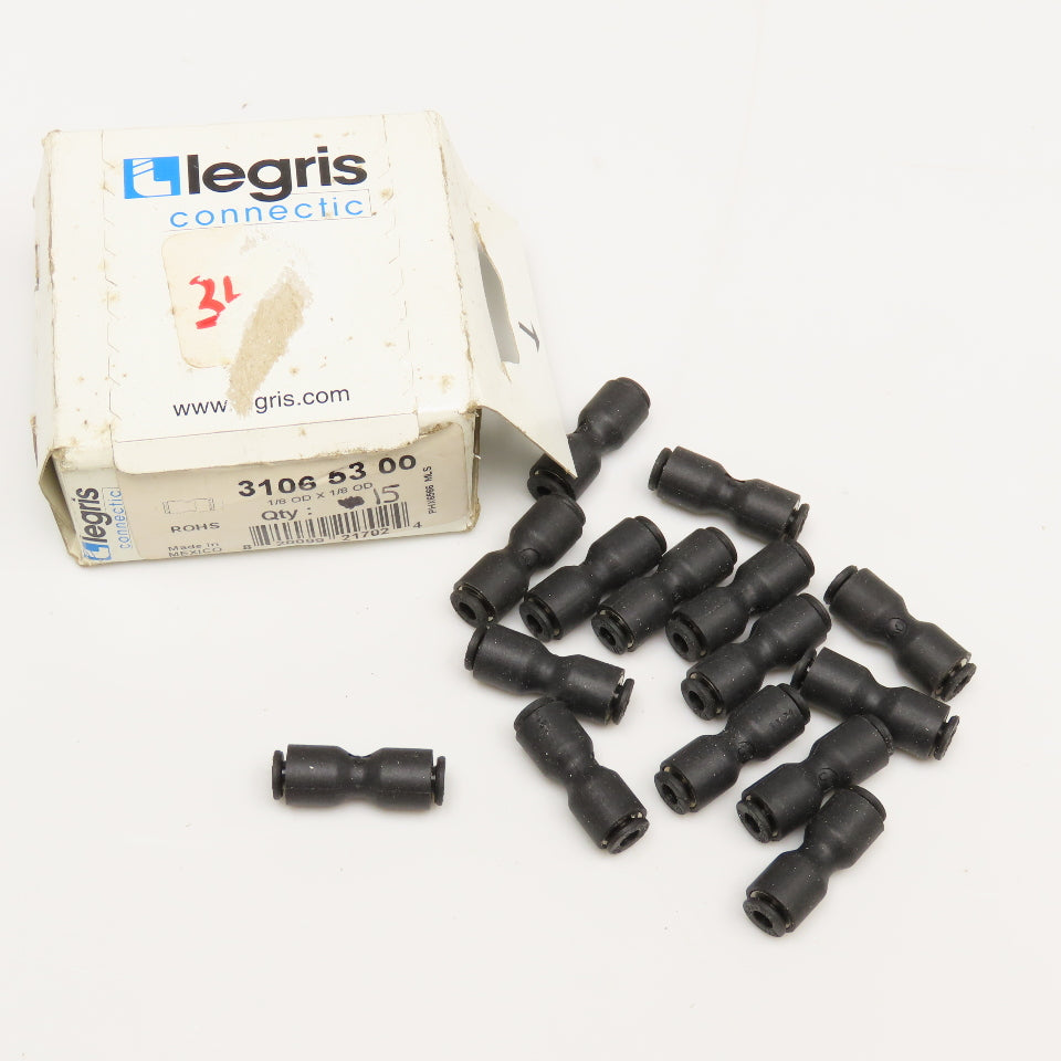 Legris 1/8" x 1/8" Push To Connect Nylon Tube Coupling Splice Lot Of 15