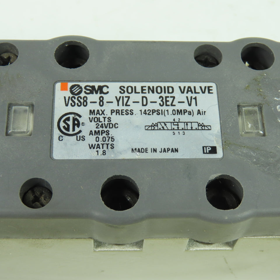 SMC VSS8-8-YIZ-D-3EZ-V1 Solenoid Valve 24VDC 0.075A 142PSI
