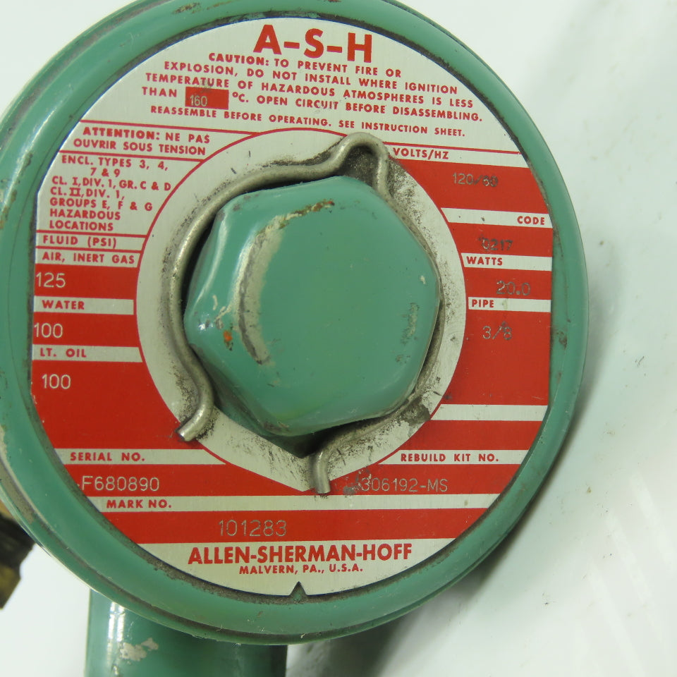 A-S-H Allen Sherman Hoff 101283 3/8" Solenoid Valve 120V