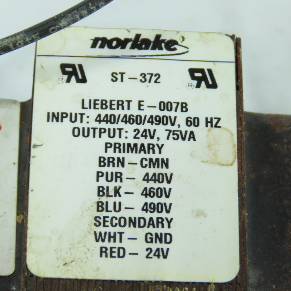 Norlake LIEBERT E-007B ST-372 440/460/490V to 24V 75VA Transformer