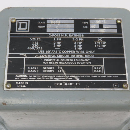 Square D Class 9038 Type DR-7 9038DR-7 Float Switch Cast Iron Cover Only