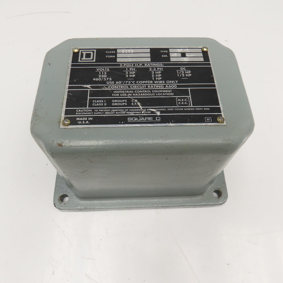 Square D Class 9038 Type DR-7 9038DR-7 Float Switch Cast Iron Cover Only