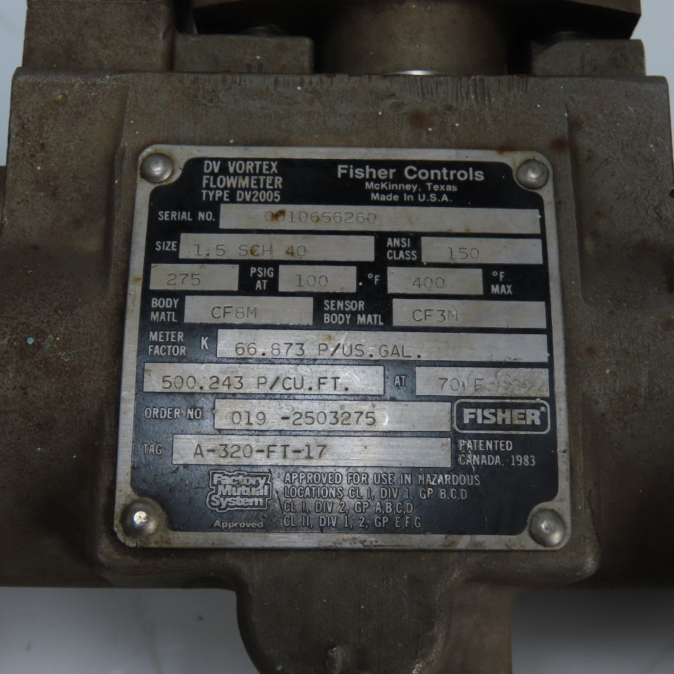 Fisher Controls 3022 1-1/2" Vortex Signal Conditioner 12.7GPM 4-20mA
