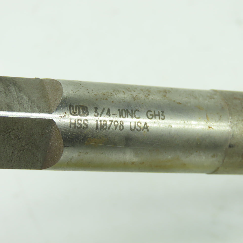 UB 3/4"-10 NC Straight Flute Plug Tap 10" OAL