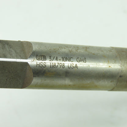 UB 3/4"-10 NC Straight Flute Plug Tap 10" OAL