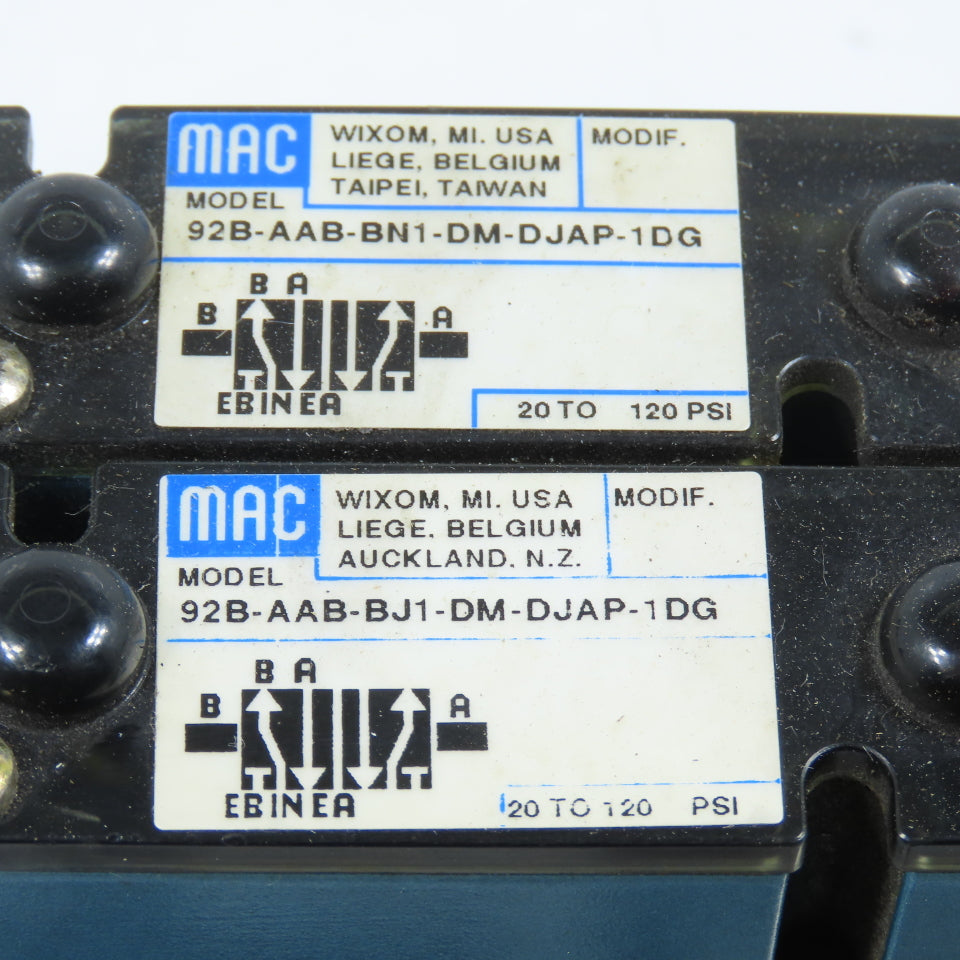 MAC MAConnect Valve Manifold 92B-AAB-BN1-DM-DJAP-1DG & 92B-AAB-BJ1-DM-DJAP-1DG