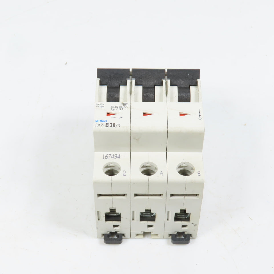 Eaton FAZ-B30/3 30A 3-Pole 3P Rail Mount Circuit Breaker 480/277VAC