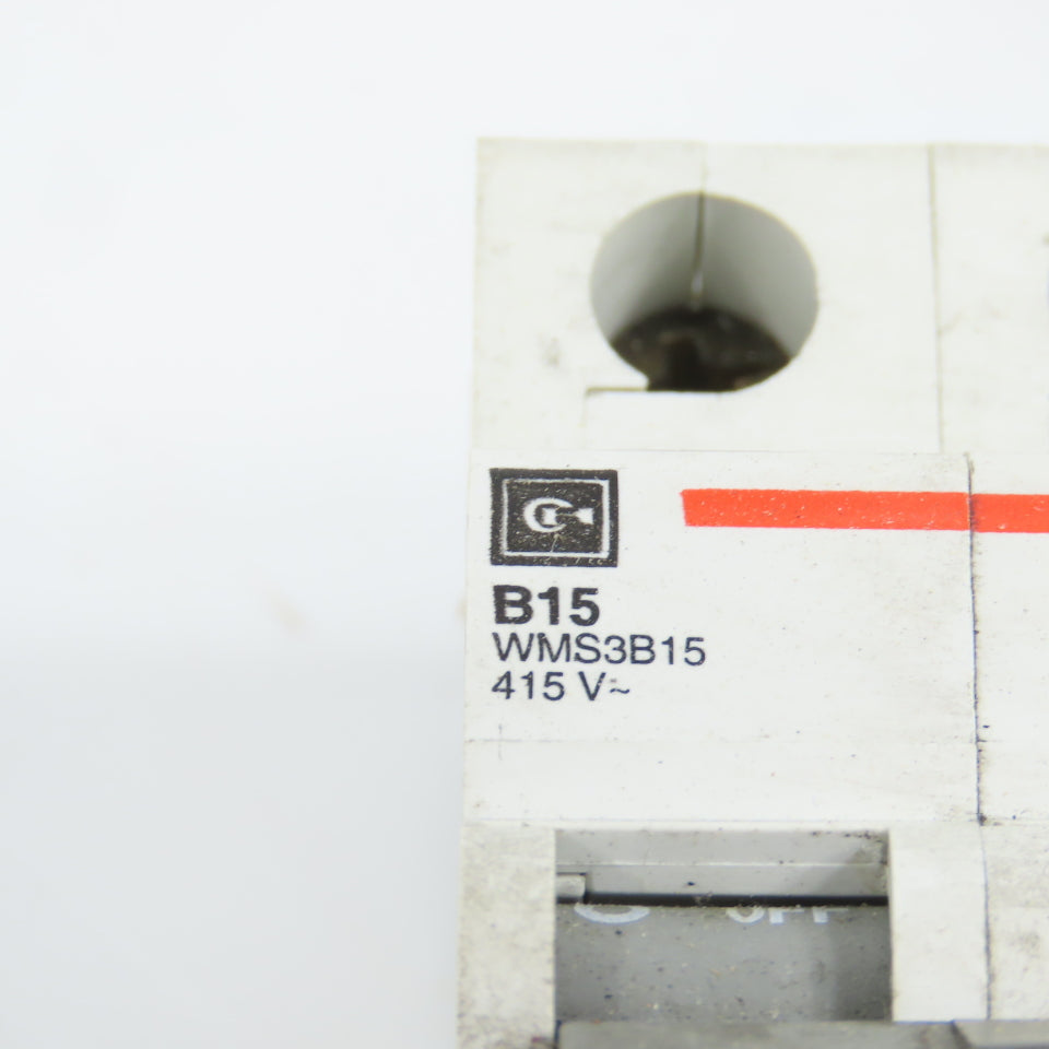 Cutler Hammer WMS3B15 15A 3-Pole 3P Rail Mount Circuit Breaker 480/277VAC B15