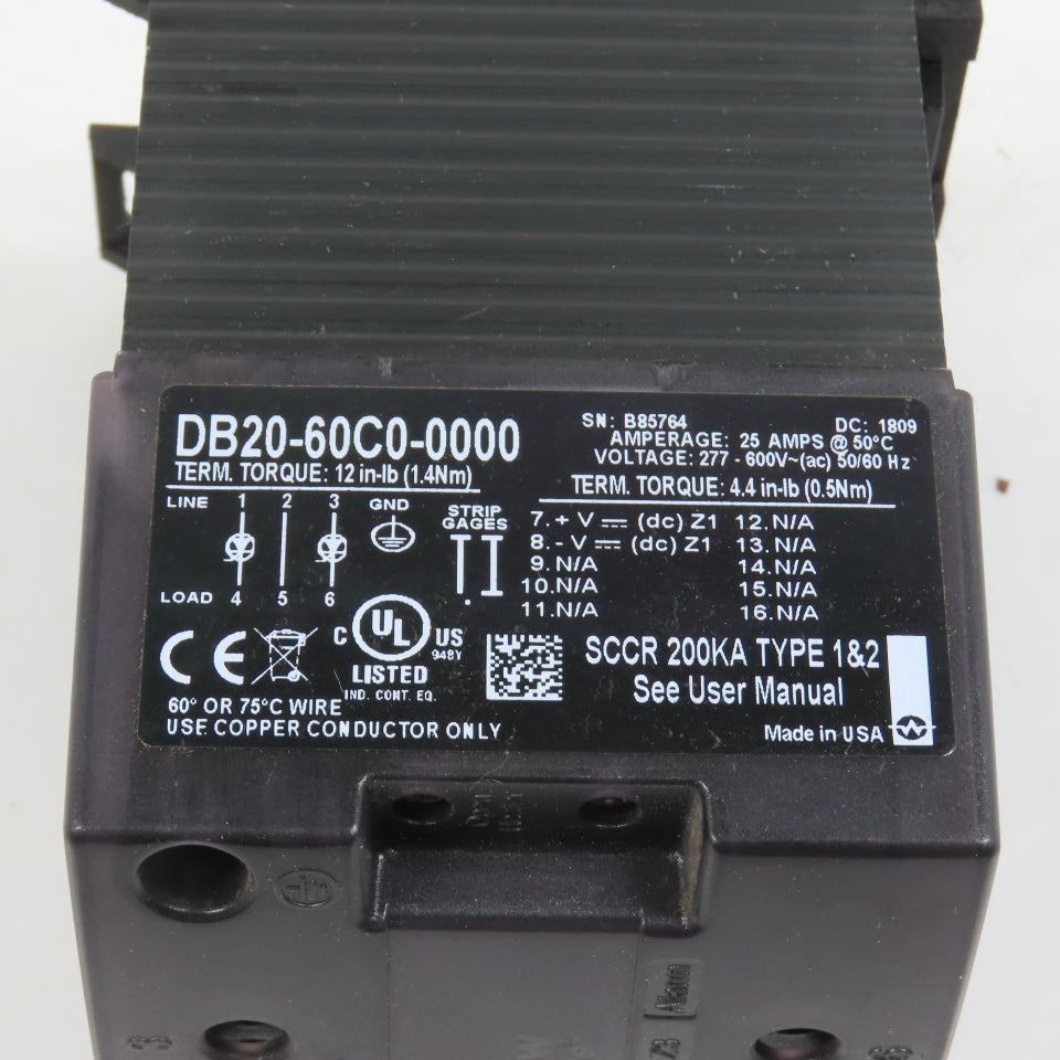 Watlow DB20-60C0-0000 DIN-A-MITE Power Controller 25A 277-600VAC
