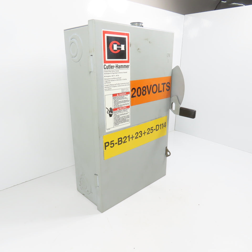 Cutler Hammer DG322NGB 3-Pole Fusible Safety Disconnect Switch 60A 240V Type 1