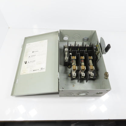 Cutler Hammer DG322NGB 3-Pole Fusible Safety Disconnect Switch 60A 240V Type 1