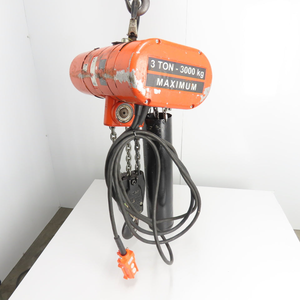 CM Lodestar Model RRT 3 Ton 6000LB Electric Hoist 10' Lift 11FPM 3Ph 230/460V